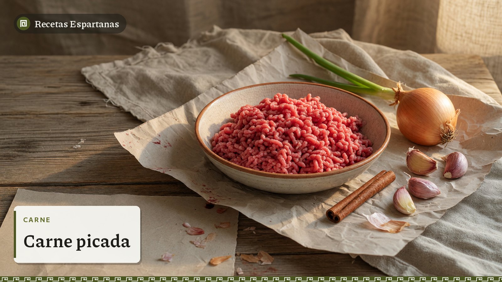 Carne picada de ternera cruda en un cuenco con cebolla y ajo, imagen de Carne picada