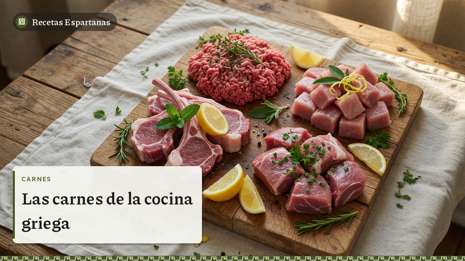 Tabla con carne picada, ternera, cordero y cerdo, imagen de Las carnes de la cocina griega