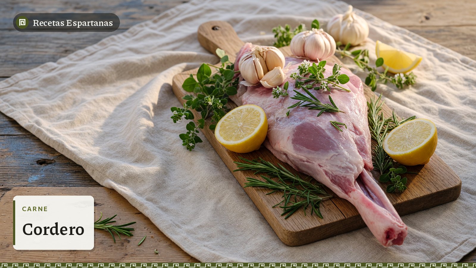 Pierna de cordero cruda con romero, ajo y limón, imagen de Cordero
