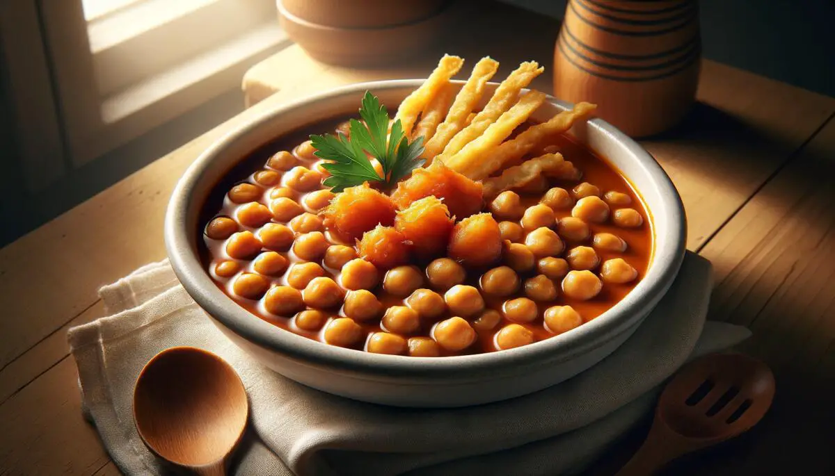 Garbanzos con langostinos