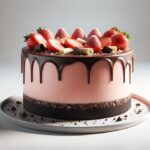 Tarta de mousse y gelatina de fresa con cobertura de chocolate: receta sin horno